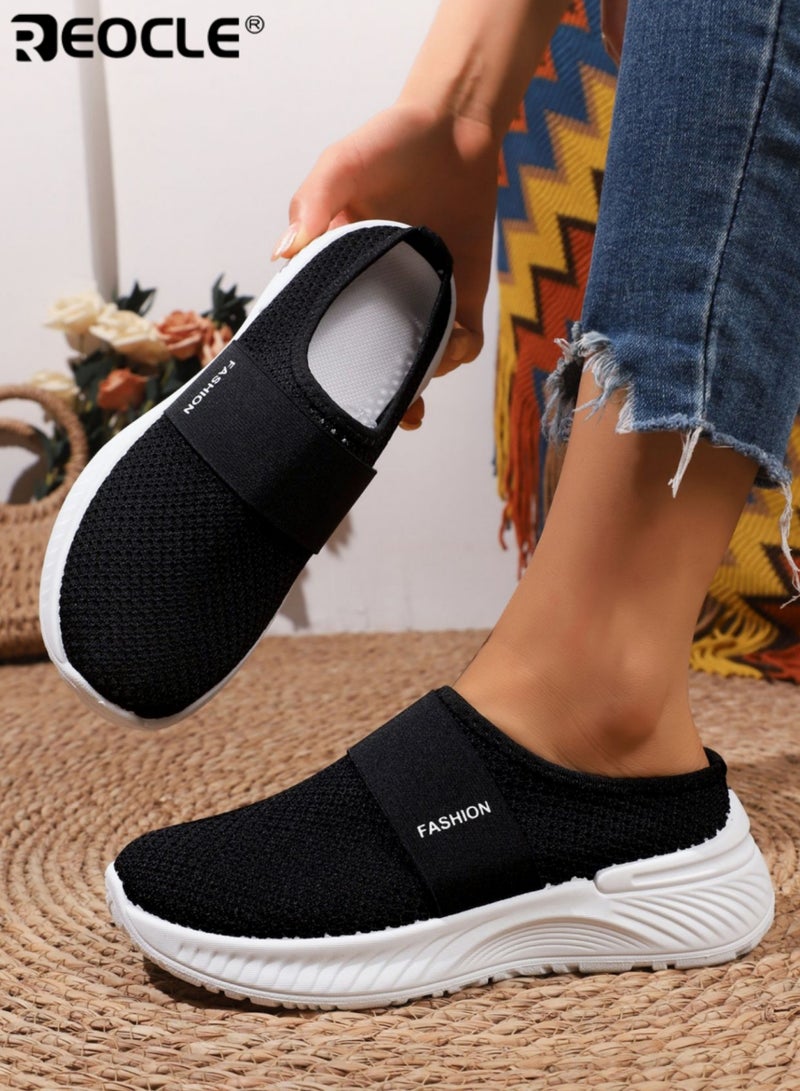 REOCLE Women's Slip On Casual Sneakers Breathable Mesh Upper Soft Cushioned Insole and Durable Rubber Sole Low Top Design for Beach Vacations Travel and Summer Outings - Image 1