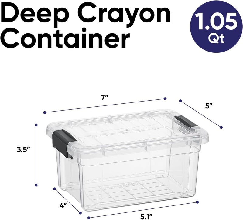 Superio Mini Storage Container Plastic Crayon Box Art Supplies and Sewing Case Stackable Clear Small Organizer for Beads, Stationery, Chalk, and Food, 1.05 Quart - Image 1