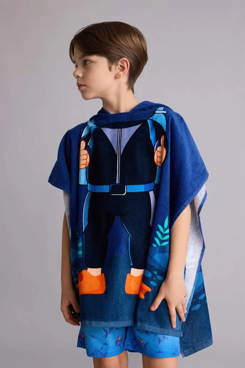 ديفاكتو Boy Printed Cotton Poncho Towel