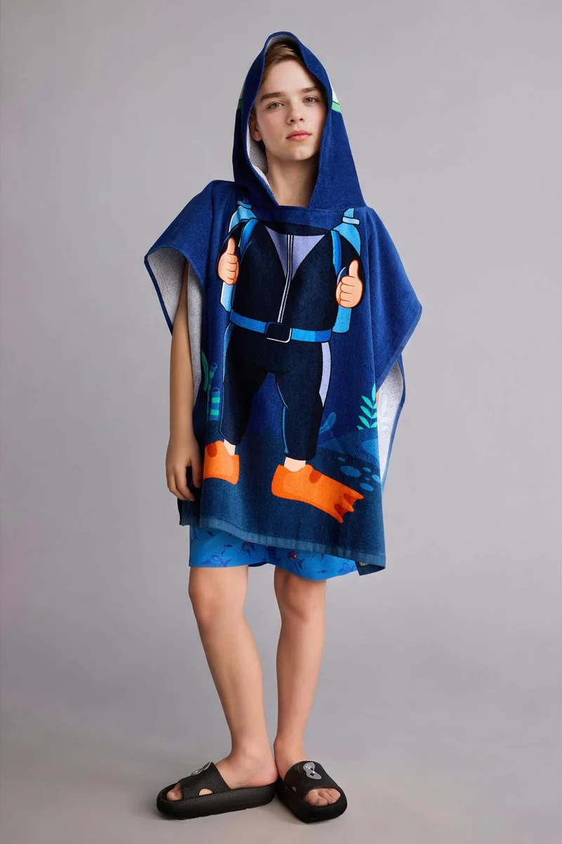 ديفاكتو Boy Printed Cotton Poncho Towel