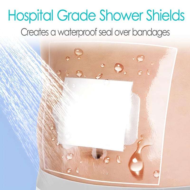 GoToHere 10"x12" Waterproof Shower Cover Incision Bandages for Large Wound with No Glue On The Center Adhesive Transparent Shower Protector Post Surgical Water Barrier Guard Pack of 7 - Image 4