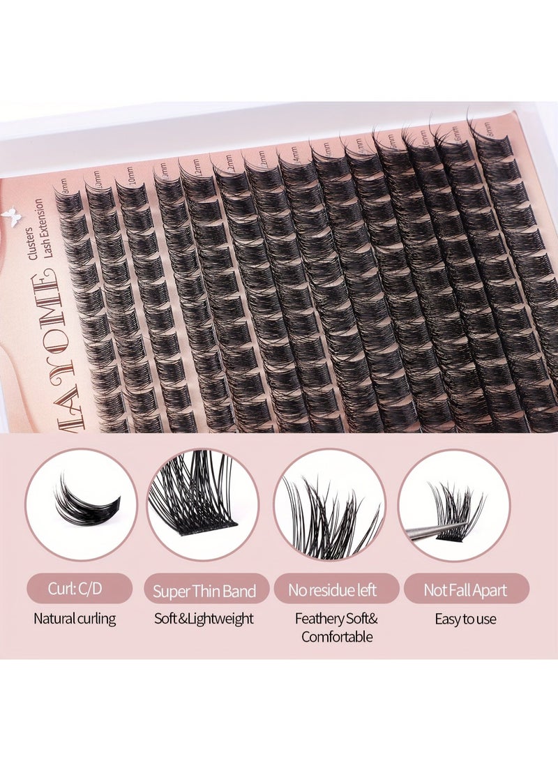 CMAYOME 168-Cluster 3D DIY Individual False Eyelashes, 8-18mm Mixed Length Natural Cluster Lashes, Reusable Segment Lashes for Beginners & Home Lash Styling - Image 2