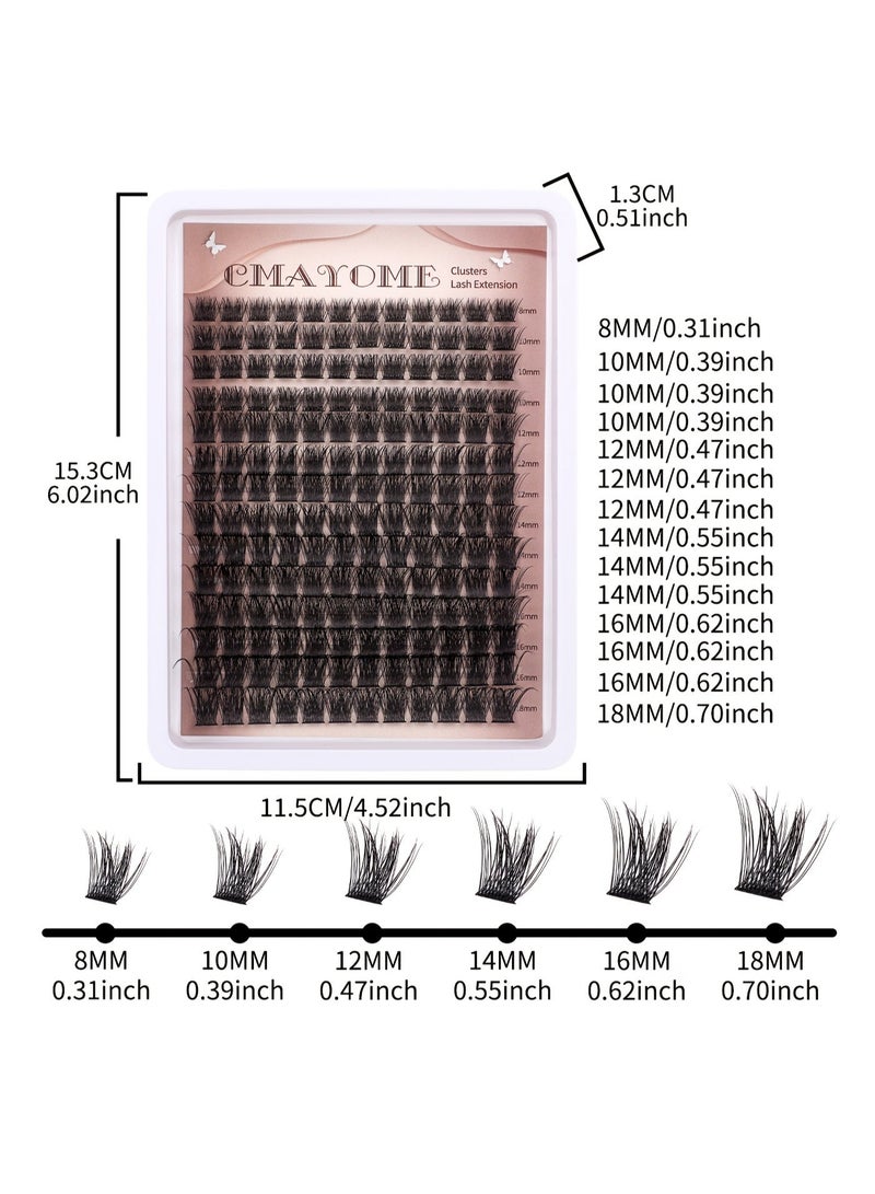 CMAYOME 168-Cluster 3D DIY Individual False Eyelashes, 8-18mm Mixed Length Natural Cluster Lashes, Reusable Segment Lashes for Beginners & Home Lash Styling - Image 3