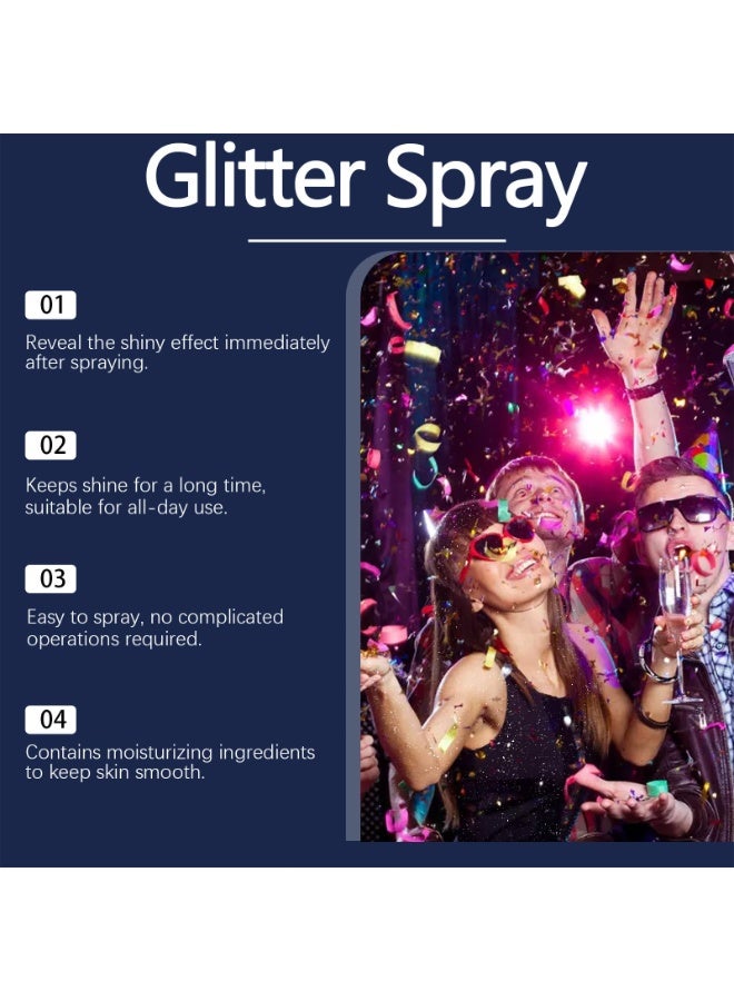 Excefore Body Glitter Spray, Face Glitter Spray, Body Glitter Hairspray for Stage Makeup, Quick-Drying Waterproof Body Shimmery Spray, for Festival Concert Party (100ml)  - Image 2
