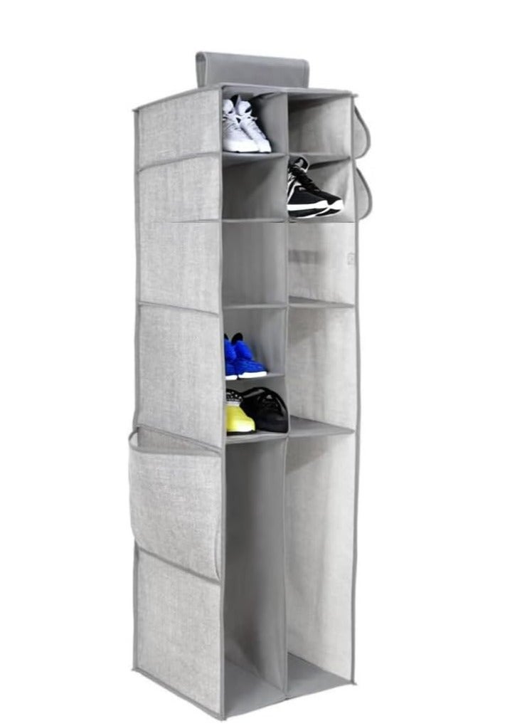 Hanging Storage Organizer with 14 Sections - Heavy Duty Clothes Organizer for Clothes, Jackets, Shoes, Accessories (Grey) - Image 4