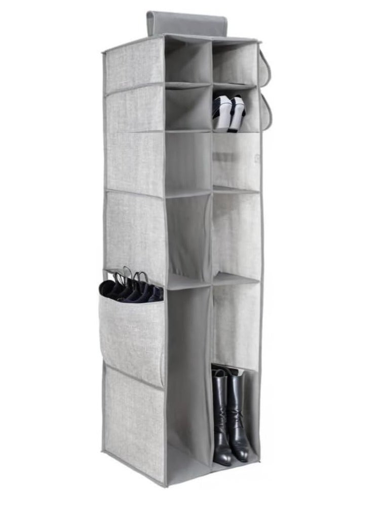 Hanging Storage Organizer with 14 Sections - Heavy Duty Clothes Organizer for Clothes, Jackets, Shoes, Accessories (Grey) - Image 3