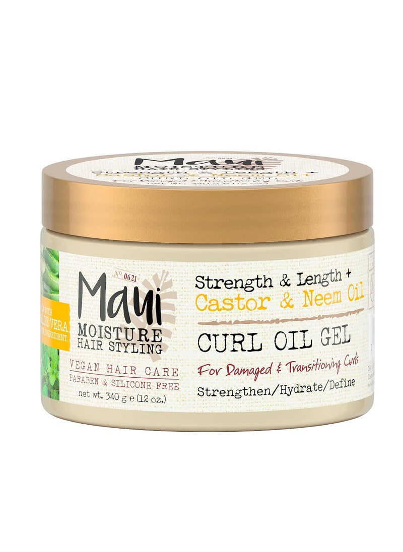 MAUI MOISTURE Strength and Length + Castor and Neem Oil Curl Oil Gel For Damaged Hair 340g  - Image 1