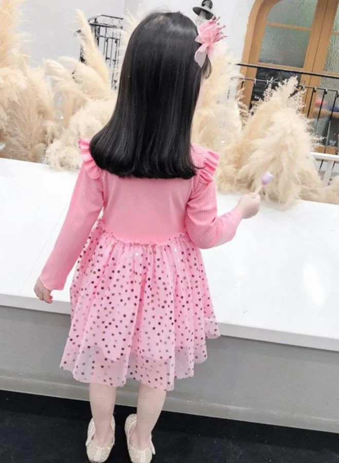 يونيكي Pink Fit & Flare Crew Neck Embellished Dress