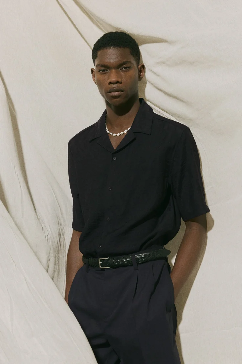 H&M Regular Fit Jacquard-weave resort shirt