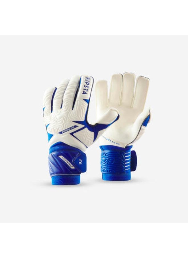 KIPSTA Adult Football Goalkeeper Gloves F500 Viralto - White/Blue  - Image 1