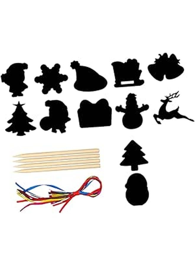 Christmas Scratch Paper Cards Set Creative Craft Ornaments Holiday Party Favors for Kids - Image 1