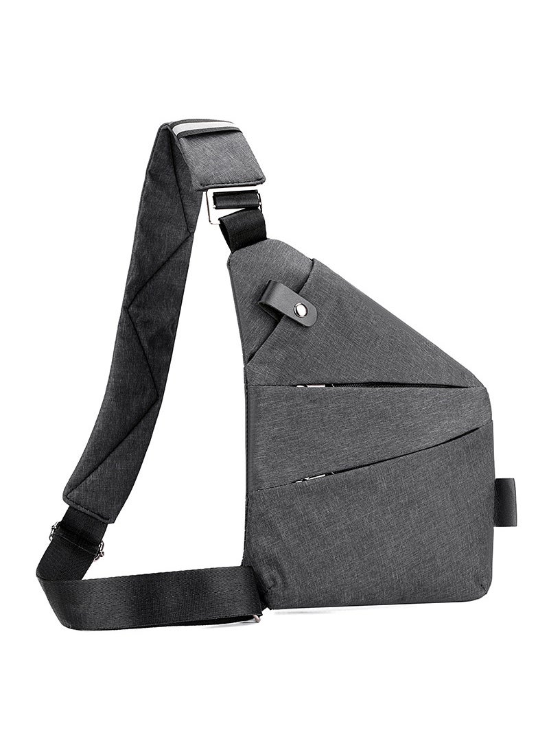 Generic Mens Chest Bag 2023 Korean Style Fashion Large Capacity SlingLeft Shoulder-Grey Left Shoulder-Grey 
