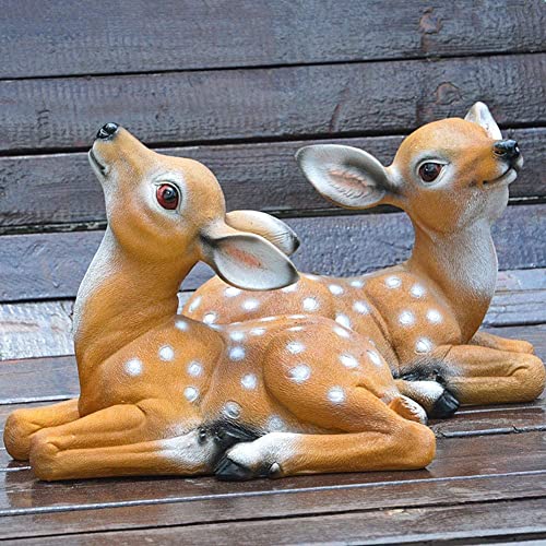 The Decorshed Resin Baby Deer Set of 2 for Home Decor, Garden Decor, Tray Decor, Brown - Image 1