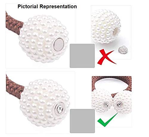Home-Cloud HomeCloud Magnetic Curtain Tiebacks Convenient Drape Tie Backs - Pearl Decorative Rope Holdback Holder for Window Drapries Color L.Pink (1pair 2 pcs) - Image 4