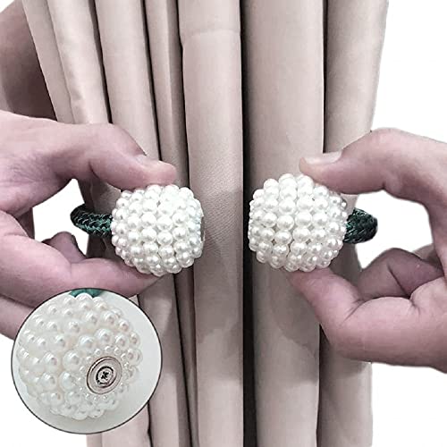 Home-Cloud HomeCloud Magnetic Curtain Tiebacks Convenient Drape Tie Backs - Pearl Decorative Rope Holdback Holder for Window Drapries Color L.Pink (1pair 2 pcs) - Image 5