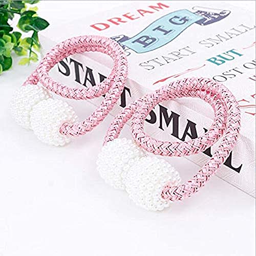 Home-Cloud HomeCloud Magnetic Curtain Tiebacks Convenient Drape Tie Backs - Pearl Decorative Rope Holdback Holder for Window Drapries Color L.Pink (1pair 2 pcs) - Image 1