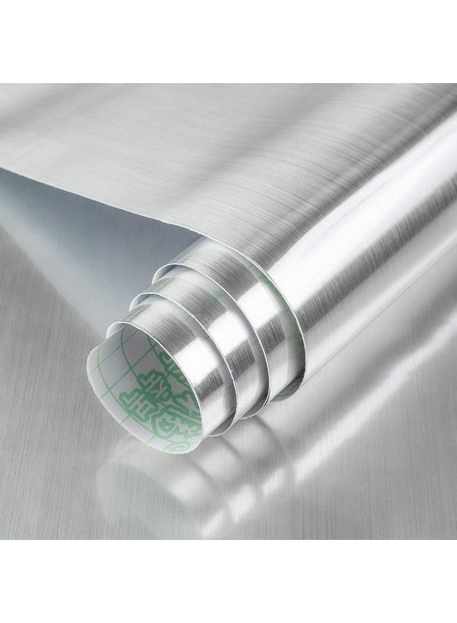 صن بيرد ورق حائط لاصق ذاتي اللصق للديكور قابل للتقشير واللصق، ورق جدران ملون مقاوم للماء من البولي فينيل كلوريد للمنزل وغرفة الأطفال والمطبخ (مصقول_فضي 12 × 48 بوصة) - Image 1