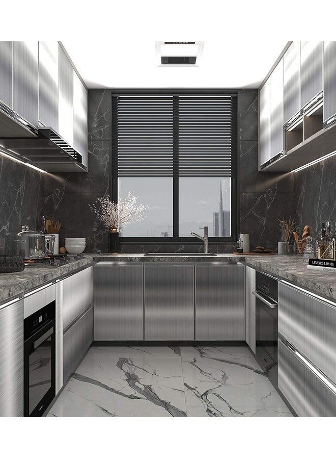 صن بيرد ورق حائط لاصق ذاتي اللصق للديكور قابل للتقشير واللصق، ورق جدران ملون مقاوم للماء من البولي فينيل كلوريد للمنزل وغرفة الأطفال والمطبخ (مصقول_فضي 12 × 48 بوصة) - Image 2