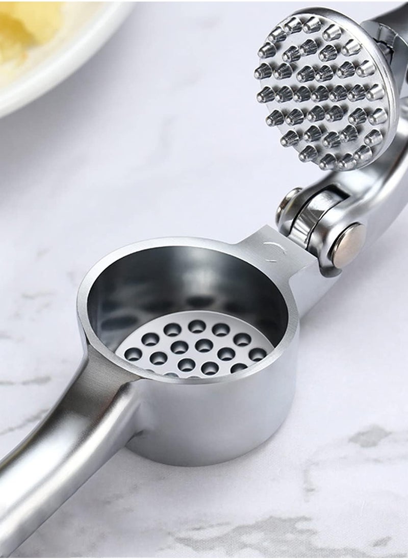 Riva Zinc Alloy Garlic Press with Rod, Safe to Use, Small, Rust Resistant, Professional Design, Silver  - Image 2