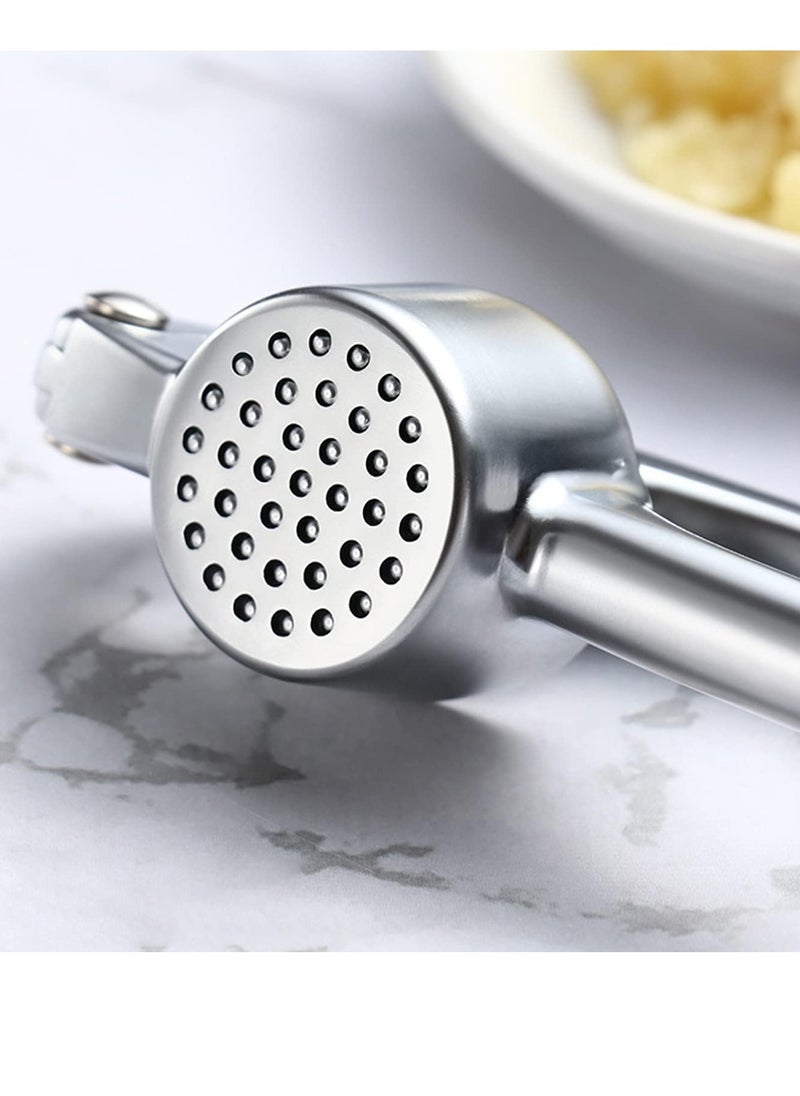 Riva Zinc Alloy Garlic Press with Rod, Safe to Use, Small, Rust Resistant, Professional Design, Silver  - Image 3
