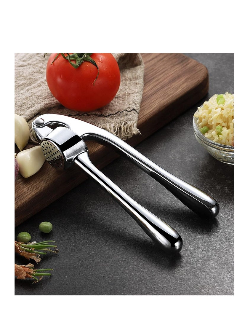 Riva Zinc Alloy Garlic Press with Rod, Safe to Use, Small, Rust Resistant, Professional Design, Silver  - Image 4