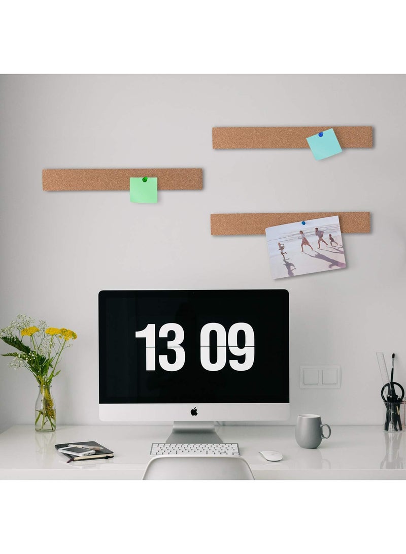 Sweet seven Cork Board Bulletin Bar Strip 15x2 Inch - 1/2 Inch Thick, Pack of 6 - Frameless Natural Cork Board with 50 Multi-Color Push Pins and Strong Self-Adhesive Backing - Image 3