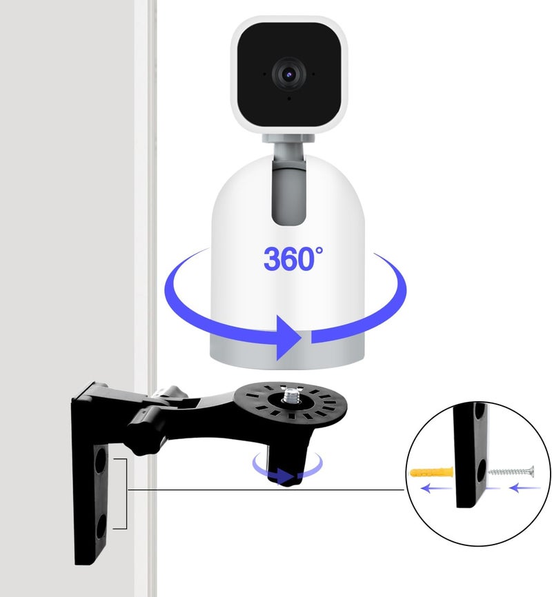 حامل كاميرا للحائط مع قوس زوايا قابل للتعديل، متوافق مع كاميرا Blink Mini Pan-Tilt وكاميرا WYZE Cam Pan V3، دوران 180 درجة لحامل كاميرا للحائط/السقف للاستخدام الداخلي/الخارجي، باللون الأسود - Image 2