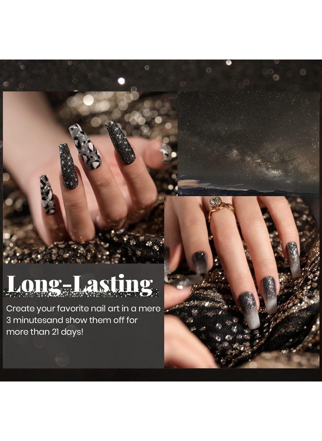 beetles Gel Polish - Beetles Black Glitter Gel Nail Polish, 1Pcs 15ML Glitter Gel Nail Polish Black Sparkle Reflective Shimmer Color Soak Off UV Lamp Disco Gel Polish Nail Art Manicure Salon DIY at Home Gifts for Her - Image 1
