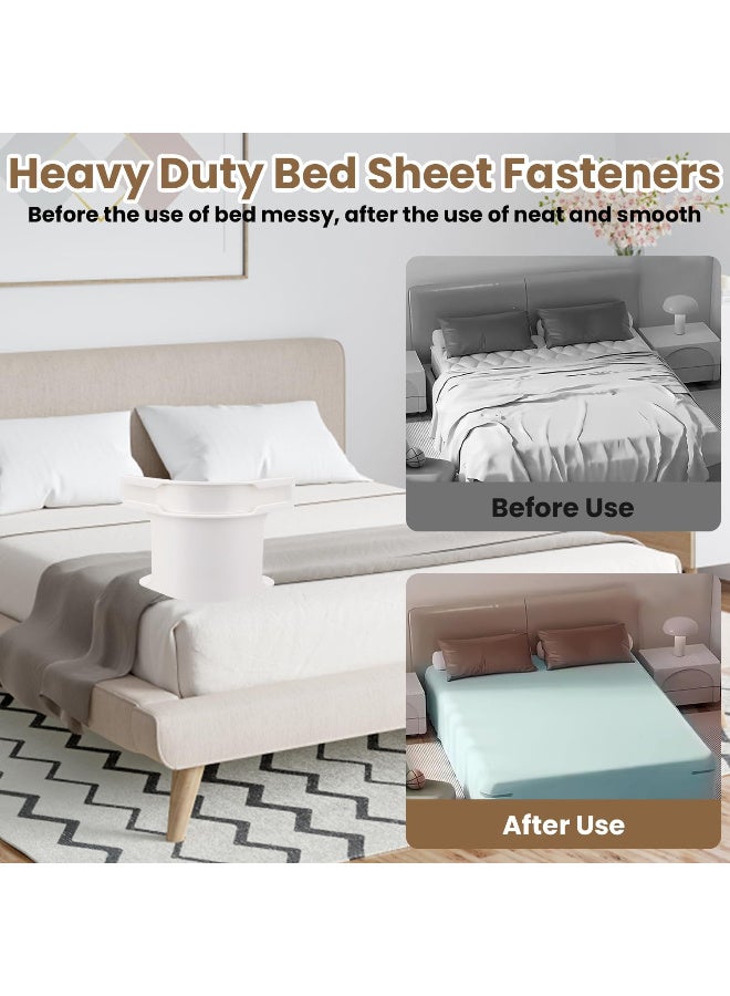 رات سو حامل ملايات السرير، 4 قطع مشابك ملايات مع أشرطة قفل، مشابك تثبيت قوية للملايات، مشابك زاوية قابلة للإزالة للملايات المشدودة، مناسبة لجميع الملايات والمراتب - Image 2