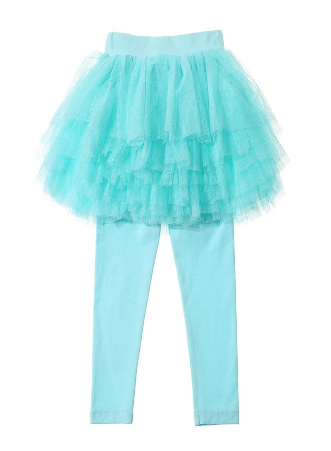 elamccor Baby Toddler Girls' Tutu Leggings Tulle Ruffle Skirted Pants 2-6T Light Blue - Image 2