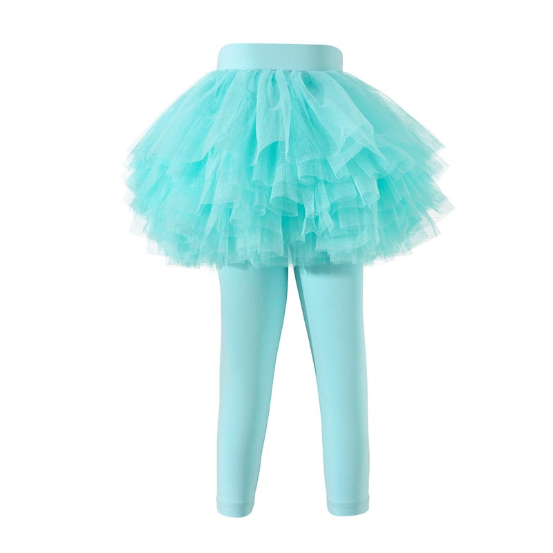 elamccor Baby Toddler Girls' Tutu Leggings Tulle Ruffle Skirted Pants 2-6T Light Blue - Image 1