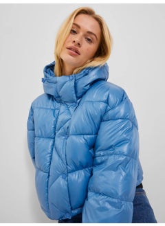 JJXX Hooded Puffer Blue Women's Coat 12236544  - Image 4