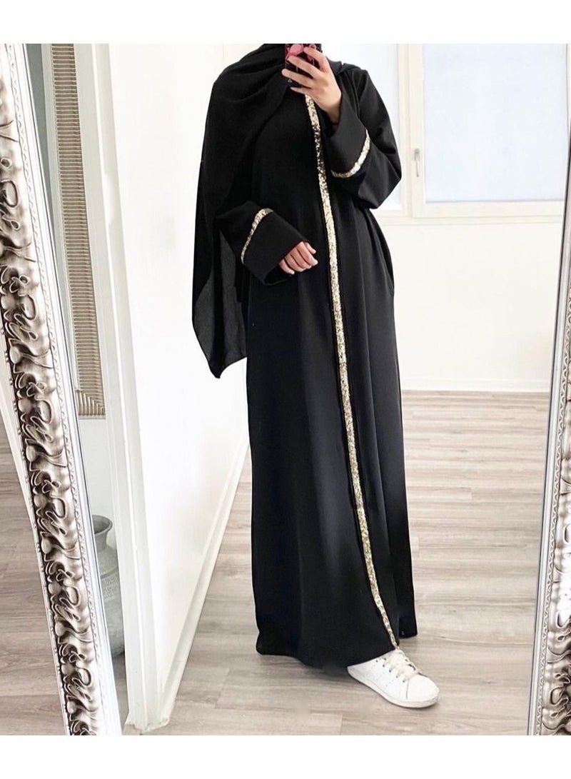 KUYING Muslim Women's Cardigan Robe Sequin Dress 
