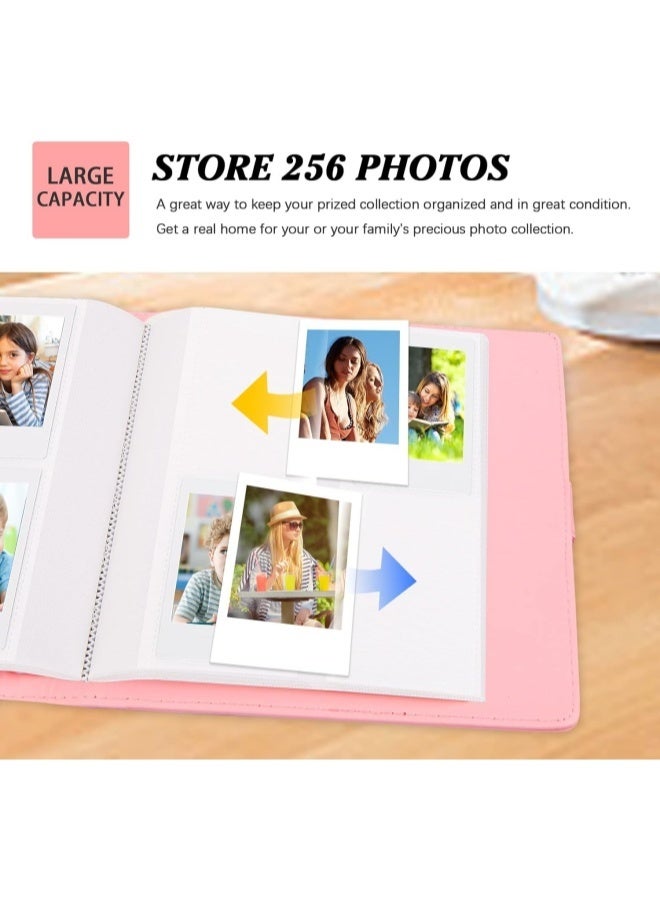 ألبومات الصور الجلد عالية الجودة للكاميرا الصغيرة Fujifilm Instax ، Polaroid 2x3 "صور الزنك ، ألبوم الصور الجلدية ذات القدرة الكبيرة مع 256 جيب ، مقاوم للماء DIY Photocard Holder Book لصور العائلة ، تخزين صور الزفاف والحفاظ على الذاكرة (الوردي) - Image 3