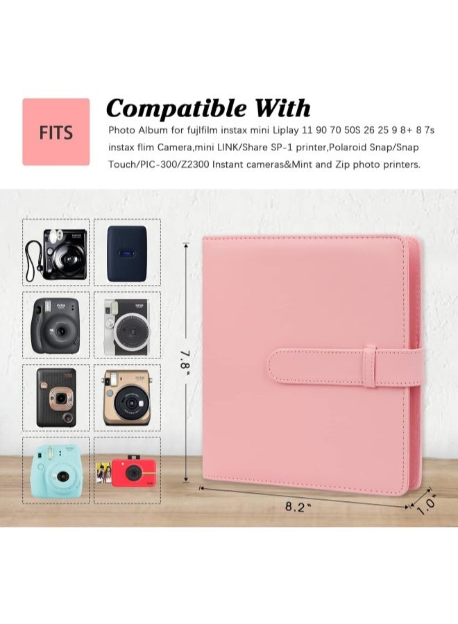 ألبومات الصور الجلد عالية الجودة للكاميرا الصغيرة Fujifilm Instax ، Polaroid 2x3 "صور الزنك ، ألبوم الصور الجلدية ذات القدرة الكبيرة مع 256 جيب ، مقاوم للماء DIY Photocard Holder Book لصور العائلة ، تخزين صور الزفاف والحفاظ على الذاكرة (الوردي) - Image 2