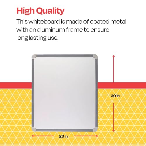 School Smart مدرسة سمارت - 70628 لوحة بيضاء مغناطيسية قابلة للمسح الجاف، كبيرة، 30 × 23 بوصة، إطار من الألمنيوم - Image 5