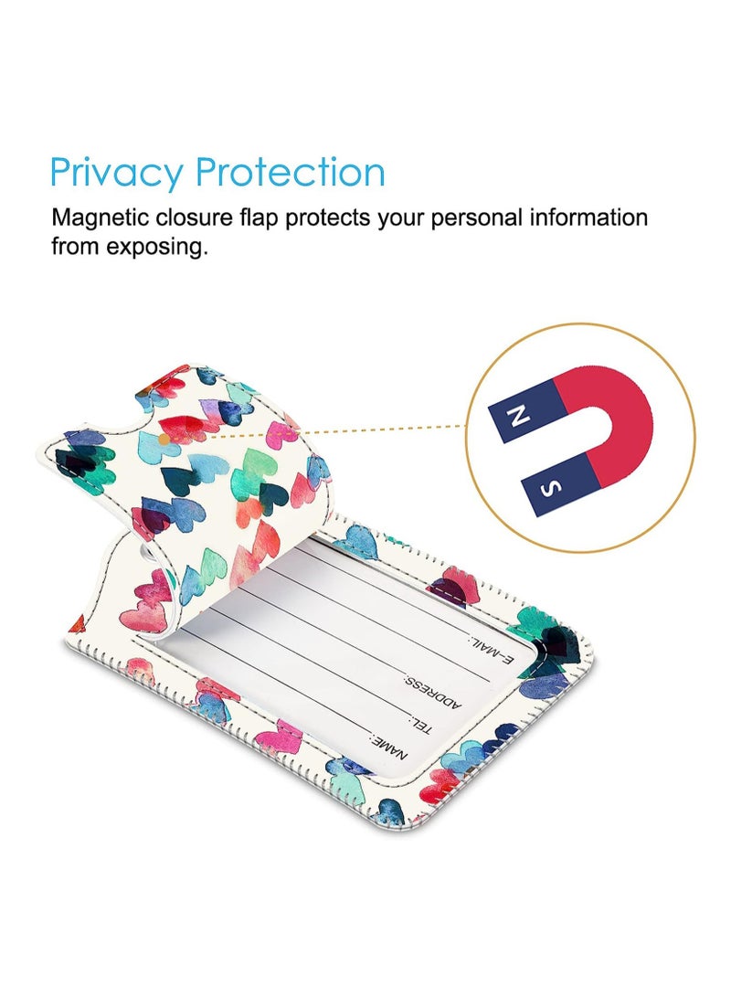 2 Pcs Luggage Tags Privacy Cover ID Label with Stainless Steel Loop and Address Card for Travel Bag Suitcase(Raining Hearts) - Image 5