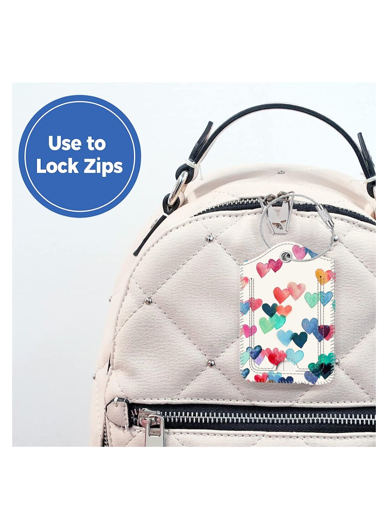 2 Pcs Luggage Tags Privacy Cover ID Label with Stainless Steel Loop and Address Card for Travel Bag Suitcase(Raining Hearts) - Image 3