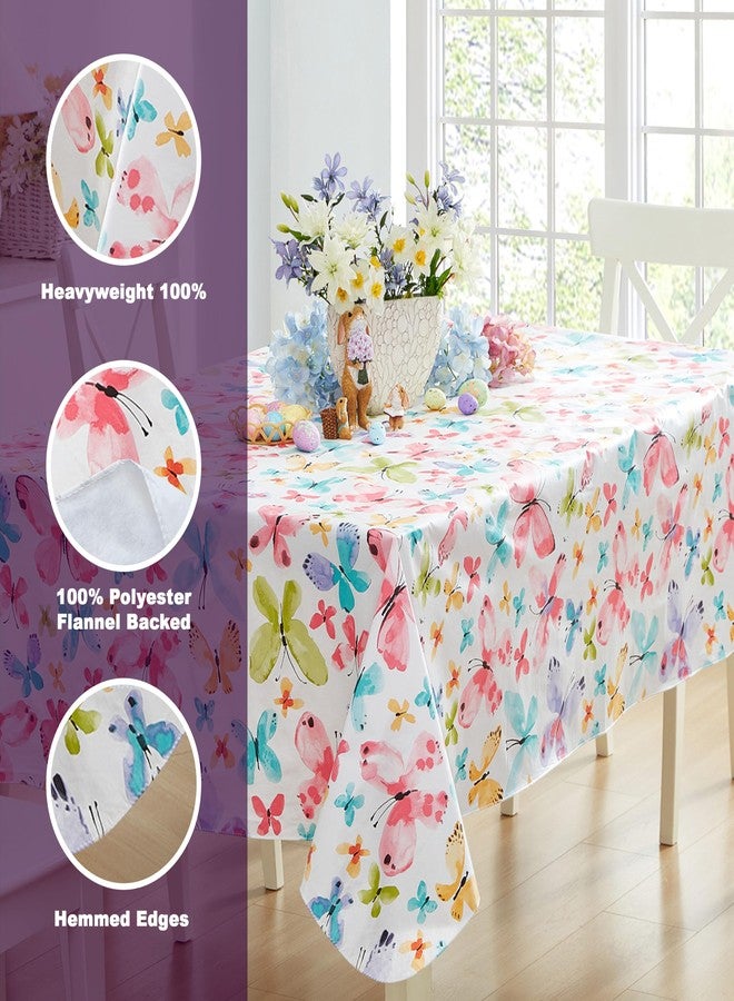 Newbridge Butterflies are Free Vinyl Flannel Backed Tablecloth, 60 x 84 Inch Rectangle, Pastel Butterfly Vinyl Tablecloth with Flannel Backing for Holiday Party and Dining - Image 4