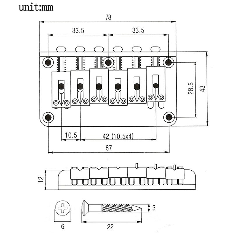 6 String 78Mmst Tl Ball String Code Ball Code Bridge Electric Guitar Tail Tube Top Load Bridge String Bridge Pull String Plate - Image 5
