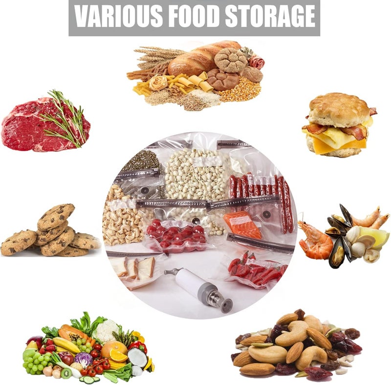 Repinsta Sous Vide Bags 20pack Reusable Vacuum Food Storage Bags with 3 Sizes Vacuum Food Bags,1 Hand Pump,4 Sealing Clips for Food Storage and Sous Vide Cooking (Gray Kit) - Image 4