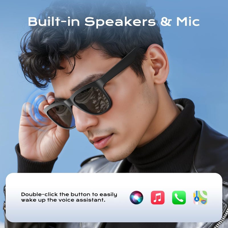 XO Bluetooth Glasses for Women & Men, Smart Audio Sunglasses for Men with Built-in Speakers, UV400 Protection, Wireless Music & Calls, Lightweight Frame, Touch Control Compatible with iOS/Android - Image 2