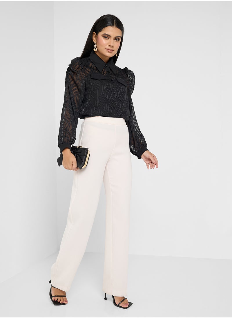 ELLA - Sheer Button Down Shirt - Image 1