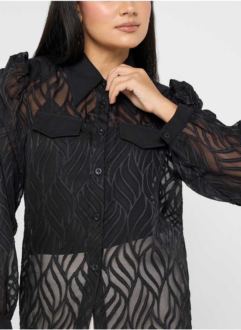 ELLA - Sheer Button Down Shirt - Image 1