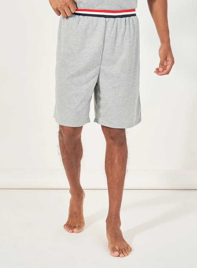 Styli Contrast Tipping Rib Detail T-Shirt & Shorts Set