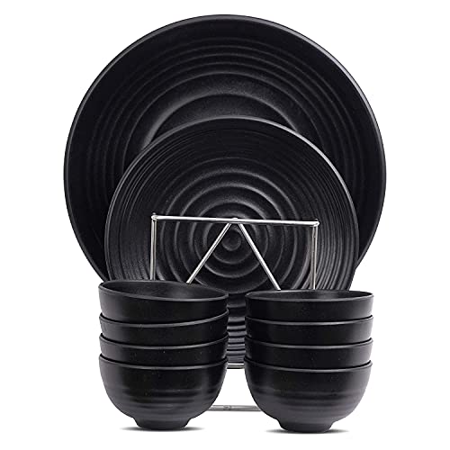 URMILA PLASTIC® Premium Range of Matte Black Melamine Dinner Set (Melamine Piece 6) - Image 5