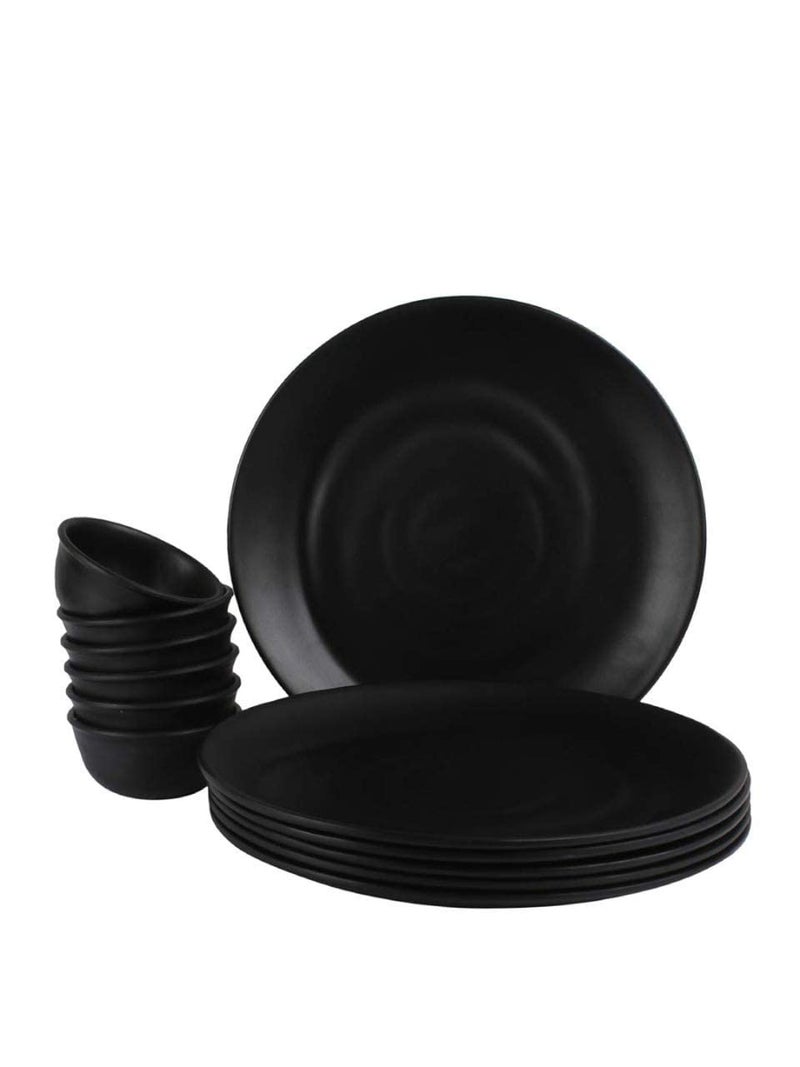 URMILA PLASTIC® Premium Range of Matte Black Melamine Dinner Set (Melamine Piece 6) - Image 1