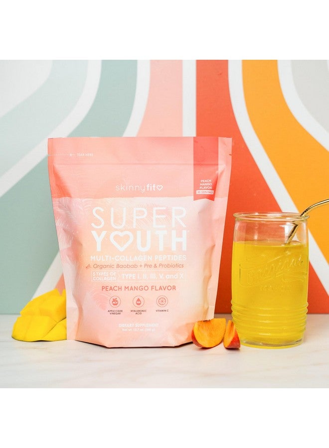 SkinnyFit سكني فيت - سوبر يوث، خوخ مانجو (30 حصة) - مسحوق ببتيدات الكولاجين المتعددة - بروبيوتيك، ألياف، حمض الهيالورونيك - كولاجين للنساء - غير معدّل وراثيًا، خالي من الغلوتين، خالي من السكر - جمال ورعاية ذاتية - Image 4