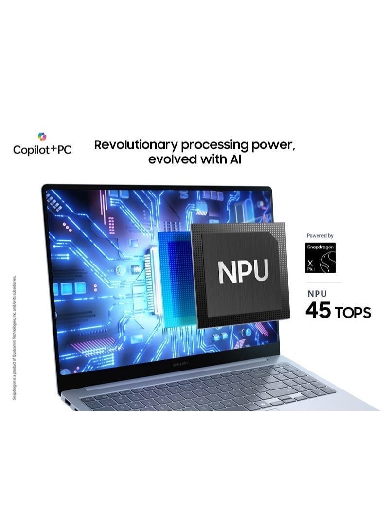 Samsung 15” Galaxy AI Book4 Edge NP750XQA AI PC Laptop Computer, Snapdragon X Processor, Live Captions, FHD LED Anti-Glare Display, Long-Lasting Battery, Sapphire Blue International English Sapphire Blue - Image 3
