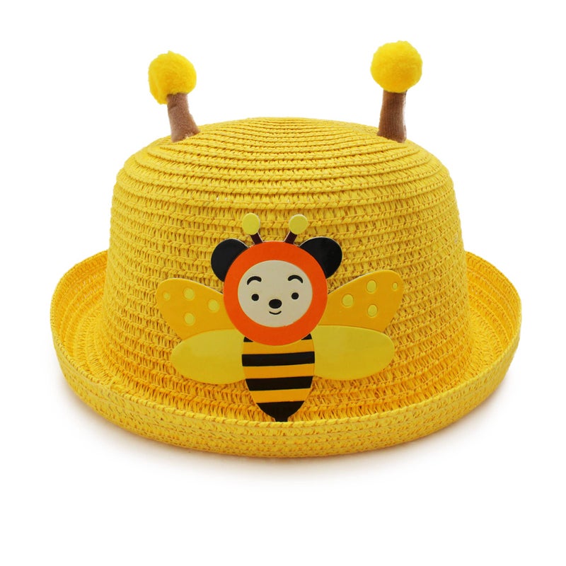 VRITRAZ Kids Hat, Summer Fashion Straw Bucket Cap, Suitable For 3-12 Years (Yellow, Unisex) - Image 5